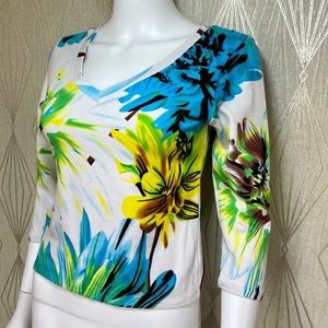 Cache’ Floral Print w/ Beaded Accent Top